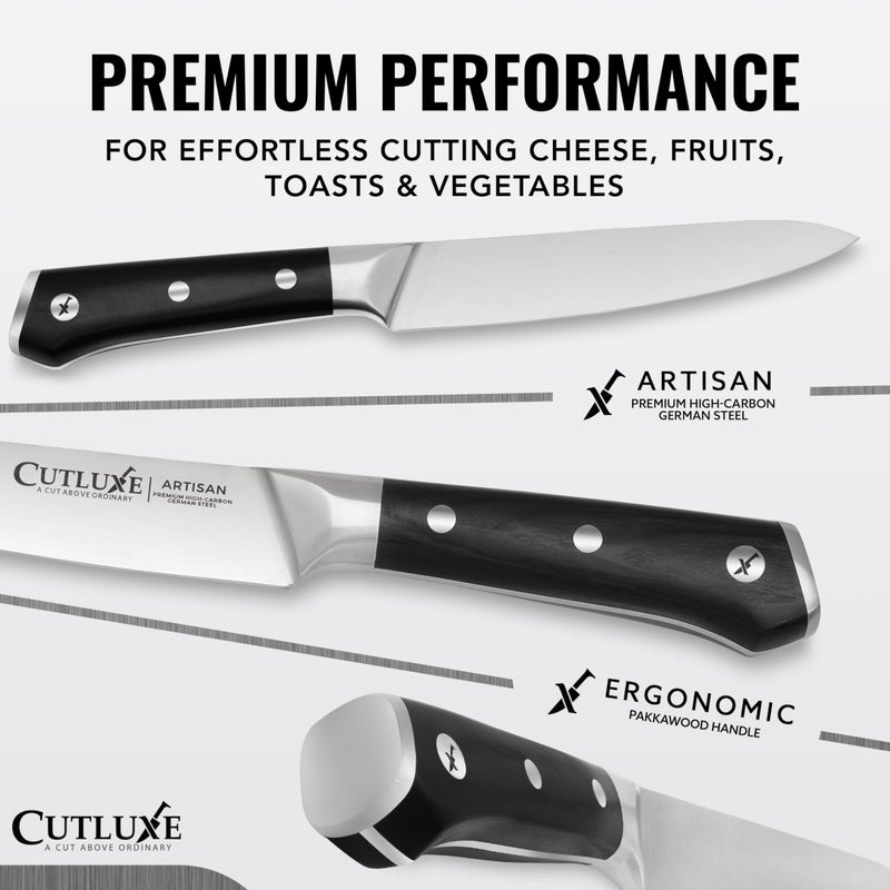 Cutluxe Kitchen Utility Knife, 5.5" Paring Kitchen Knife â€“ Razor Sharp Blade, High Carbon German Steel, Full Tang Ergonomic Handle Design â€“ Artisan Series - Image 2